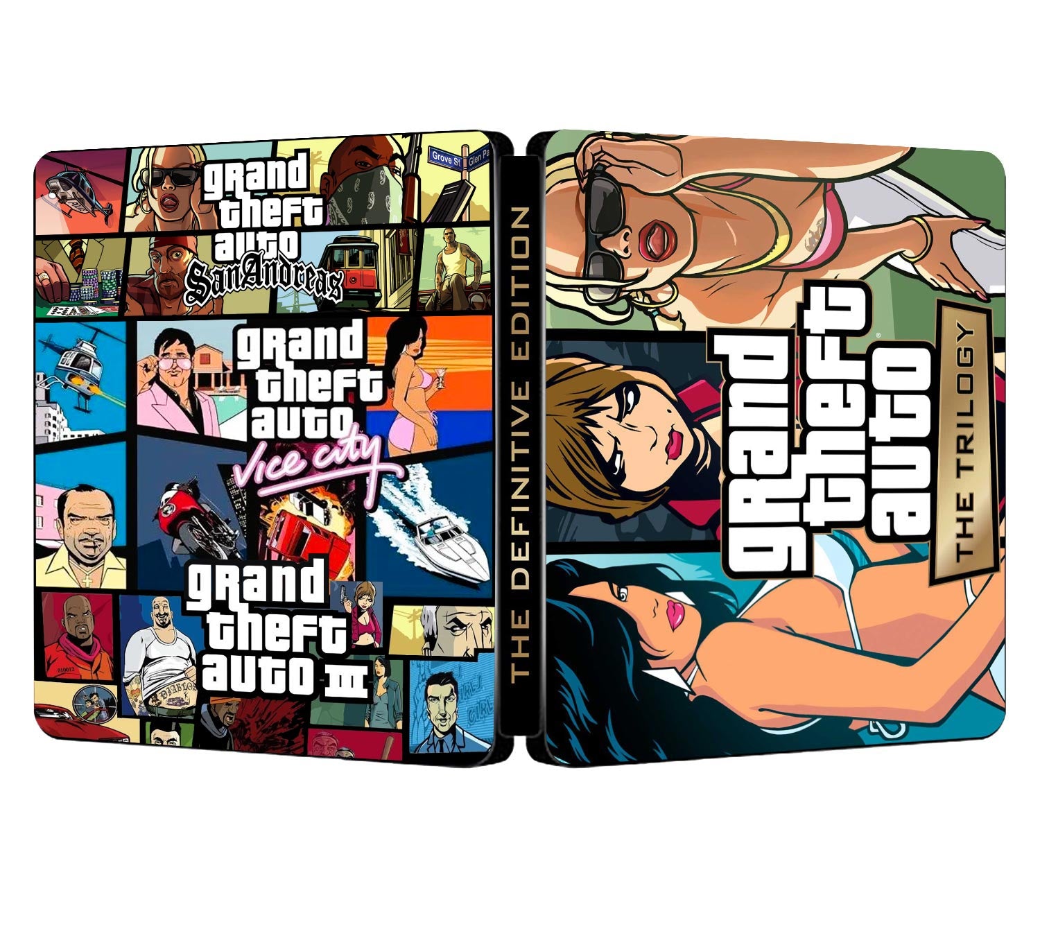 Grand Theft Auto The Trilogy Custom made Steelbook Case only for (Sony PlayStation 5, Sony PlayStation 4, Xbox) New